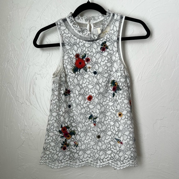 Anthropologie Maeve Macie lace embroidered beaded sleeveless top▪️size 0 - Picture 2 of 10
